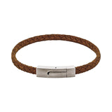 Cudworth - Braided Suede & Steel Calabria Bracelet, 21.5cm x 6mm, Tan