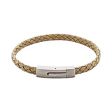 Cudworth - Braided Suede & Steel Calabria Bracelet, 21.5cm x 6mm, Stone