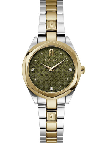 Furla - Petite Green Dial Two Tone Bracelet Watch