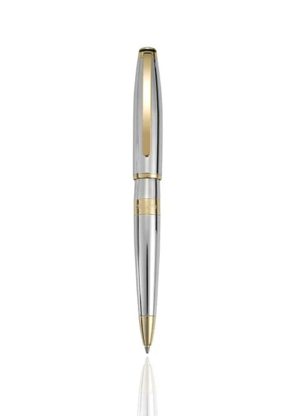 Cudworth - Ballpoint Pen, ChromeLuxe: Chrome Barrel & Cap, Gold Plated Bands & Clip