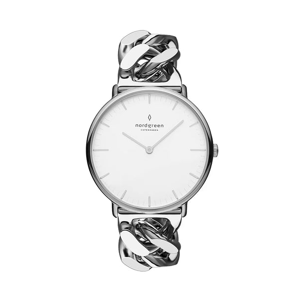 NordGreen - Native Silver & White Dial Silver Chain Watch