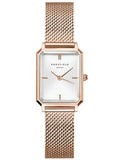 Rosefield Watch - Octagon Extra Small White Dial & Rose Gold Metal Strap