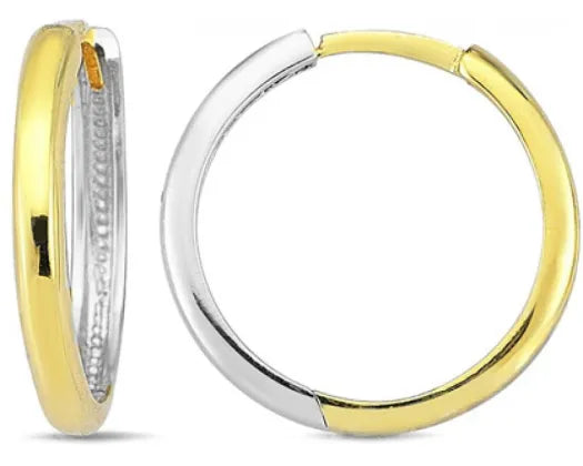 Brent Weatherall Jeweller - 9ct Yellow & White Gold Fine Huggie Earrings 16mm