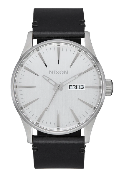 Nixon - Sentry Leather All Silver Black Watch