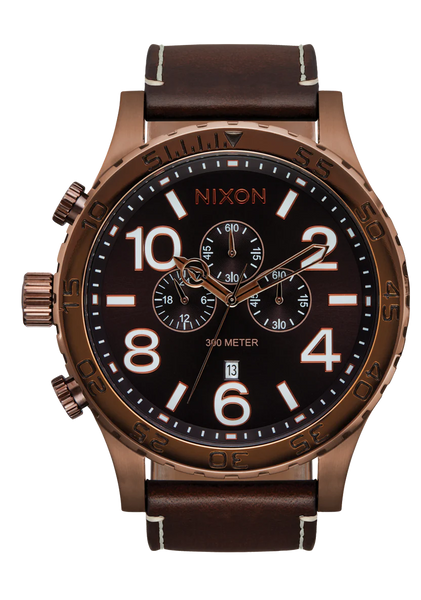 Nixon - 51-30 Chrono Leather Chocolate & Dark Roast Brown
