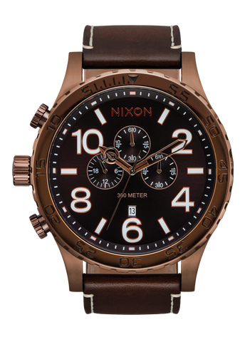 Nixon - 51-30 Chrono Leather Chocolate & Dark Roast Brown