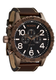 Nixon - 51-30 Chrono Leather Chocolate & Dark Roast Brown
