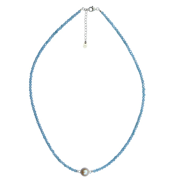 Fabuleux Vous - Silver Perle Aquamarine & Fresh Water Pearl Necklace