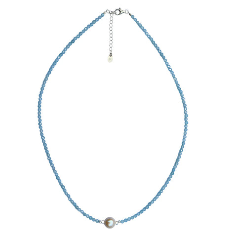 Fabuleux Vous - Silver Perle Aquamarine & Fresh Water Pearl Necklace