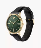 Emporio Armani - Three-Hand Date Green/Black Leather Watch