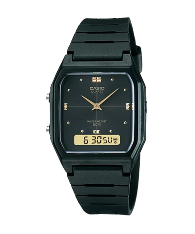 Casio - Duo Gents Black and Gold Watch