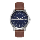 Armani Exchange - Gents Three-hand Leather Strap Watch