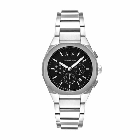 Armani Exchange - Sync Chronograph Watch Silver Strap Black Dial