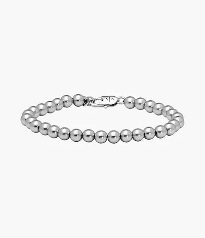 Armani Exchange - Silver-Tone Beaded Bracelet