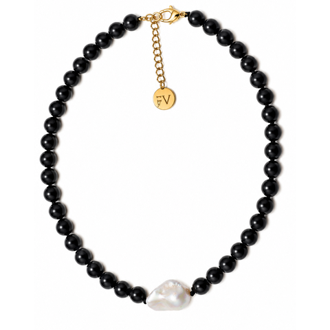 Fabuleux Voux - Black Onyx Baroque Pearl Necklace