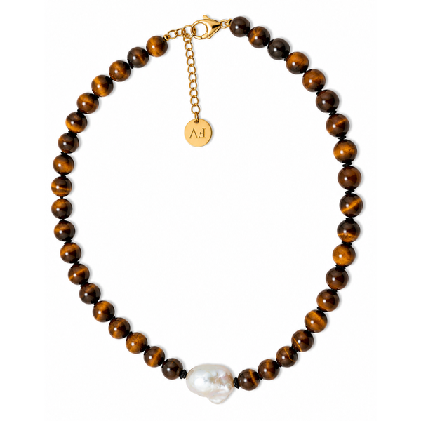 Fabuleux Voux - Tigers Eye Baroque Pearl Necklace