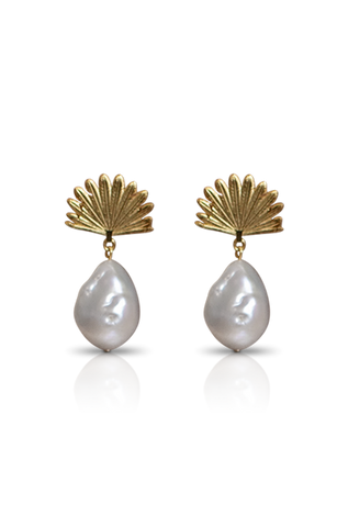 Boh Runga - Piwakawaka Pearl Drop Earrings Gold Plate