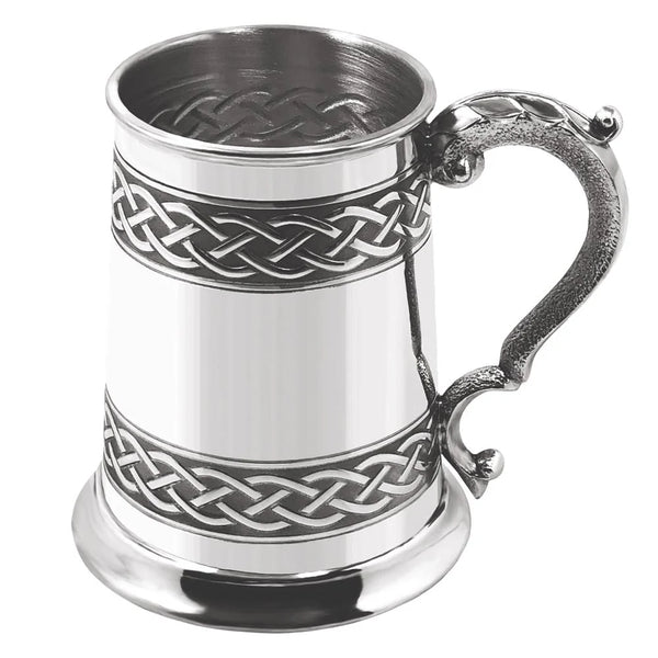 English Pewter Company - 1 Pint Pewter Beer Mug Tankard with Embossed Celtic Design