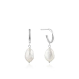 Ania Haie - Mini Pearl Hoop Earrings Sterling Silver