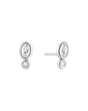 Ania Haie - Silver Bezel Organic Pebble and Round Stone Studs