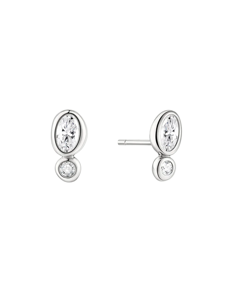 Ania Haie - Silver Bezel Organic Pebble and Round Stone Studs