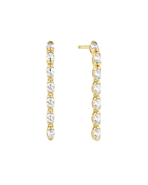 Ania Haie - Wanderer Gold CZ Oval Dangle Earrings