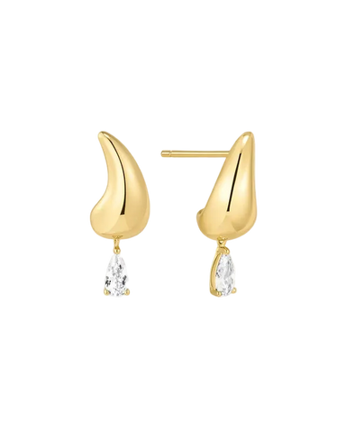 Ania Haie - Fluid Gold Curved CZ Teardrop Stud