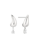 Ania Haie - Fluid Silver Curved CZ Teardrop Stud