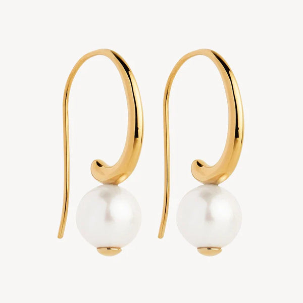 Najo - Fern Pearl Earrings Gold Plated