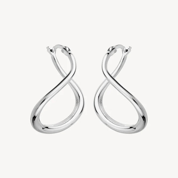 Najo - Wave Hoop Earrings Silver
