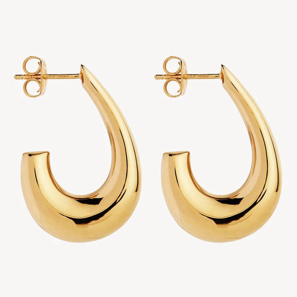 Najo - Sweep Stud Earrings Gold Plated