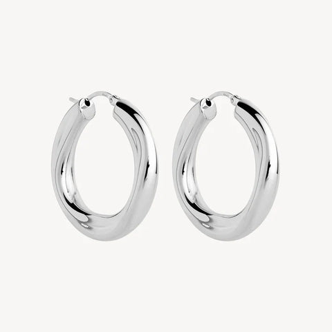 Najo - Dune Hoop Earrings Medium Silver
