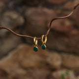 Najo - Solace Yellow Gold Green Onyx Huggie Earring