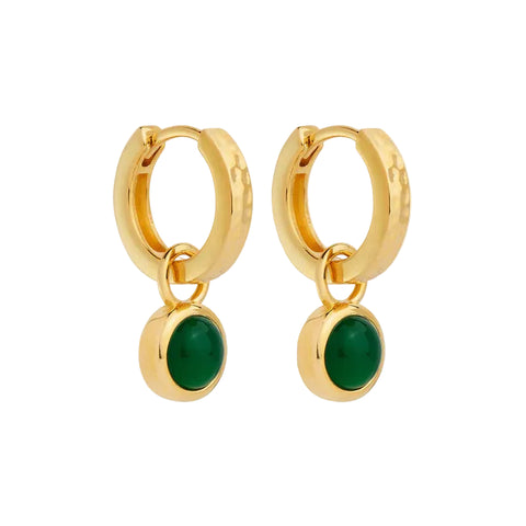 Najo - Solace Yellow Gold Green Onyx Huggie Earring
