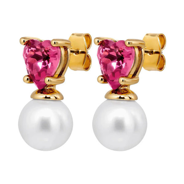 Dyrberg Kern - Emo Gold Earrings Rose & White Pearl