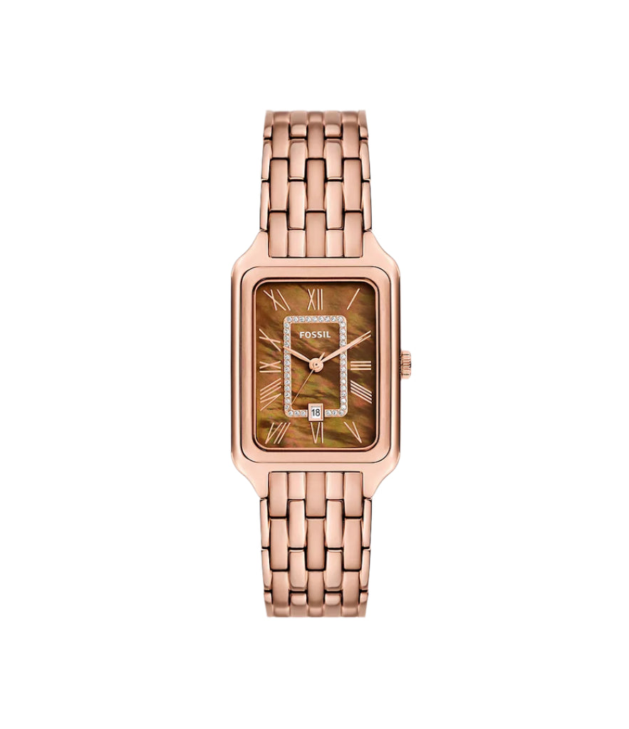 Fossil Raquel Three-Hand Day Date Rose Gold Tone Watch – Brent