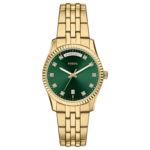 Fossil - Scarlette Gold Watch With Green Face