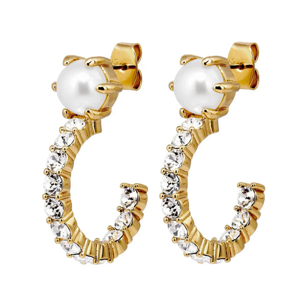 Dyrberg Kern - Esprit Gold Earrings Crystal & White Pearl