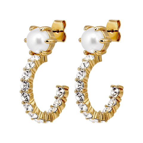 Dyrberg Kern - Esprit Gold Earrings Crystal & White Pearl