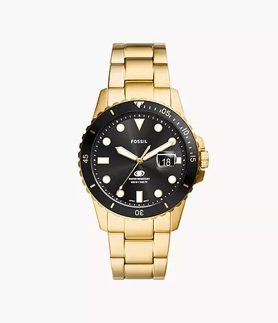 Fossil - Gold/Black Dive Three-Hand Date Watch