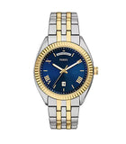 Fossil - Two Tone Stainless Steel Watch With Blue Dial