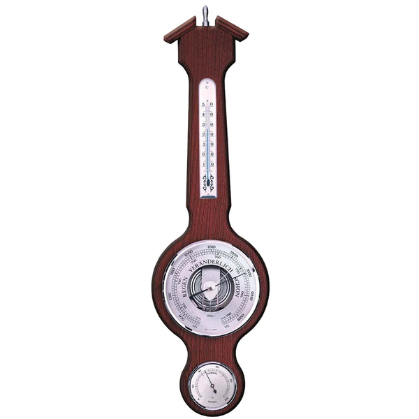 Fischer - Taylor Sheraton Chromed Brass Weather Station, Mahogany
