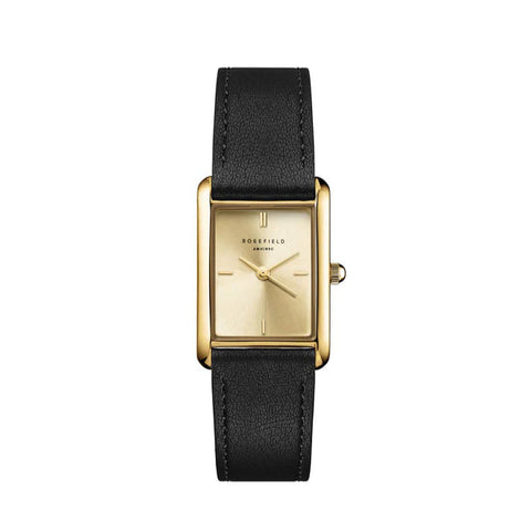 Rosefield Watch - The Heirloom Gold & Black Leather Strap Watch