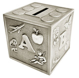 Money Boxes - Pewter Finish ABC Cube