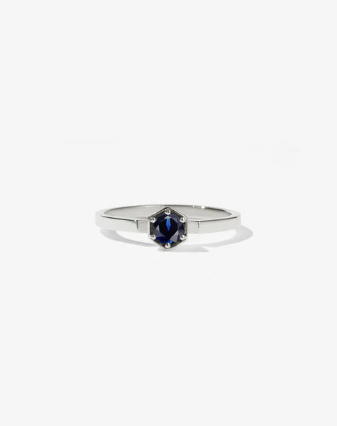 Meadowlark - Hexagon Solitaire Blue Sapphire Sterling Silver