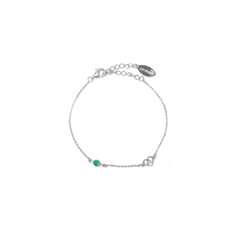 Georgin- Natural Green Agate & Two Natural Diamond May Bracelet Silver