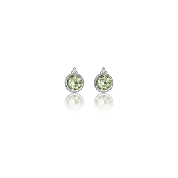 Diamonds by Georgini Natural - Peridot and Two Natural Diamond August Earrings Silver