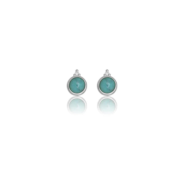 Diamonds by Georgini - Natural Turquoise and Two Natural Diamond December Earrings Silver