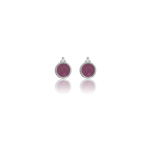 Diamonds by Georgini - Natural Ruby and Two Natural Diamond July Earrings Silver