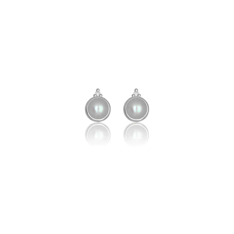 Diamonds by Georgini - Freshwater Pearl and Two Natural Diamond June Earrings Silver